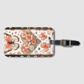 Étiquette À Bagage Papillons, Coeurs et Fleurs (Devant Horizontal)