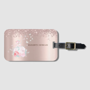 Étiquette À Bagage Papillons de ballerine Confetti Rose Gold