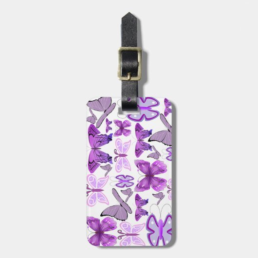 Étiquette À Bagage Papillons de sensibilisation au pourpre (Devant Vertical)