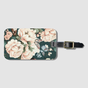 Étiquette À Bagage Papillons et fleurs