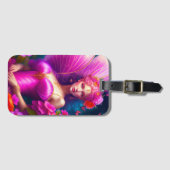 Étiquette À Bagage Papillons Fleur Imaginaire Fuchsia (Devant Horizontal)