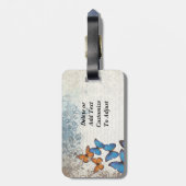 Étiquette À Bagage Papillons floraux bleus (Dos Vertical)