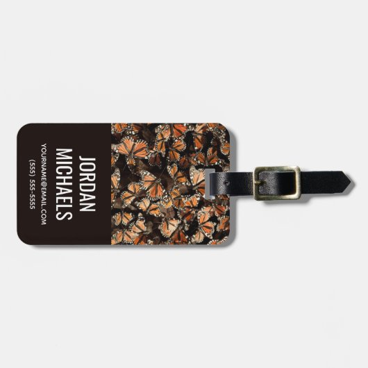 Étiquette À Bagage Papillons Monarque | Ajouter Votre Nom (Devant horizontal)