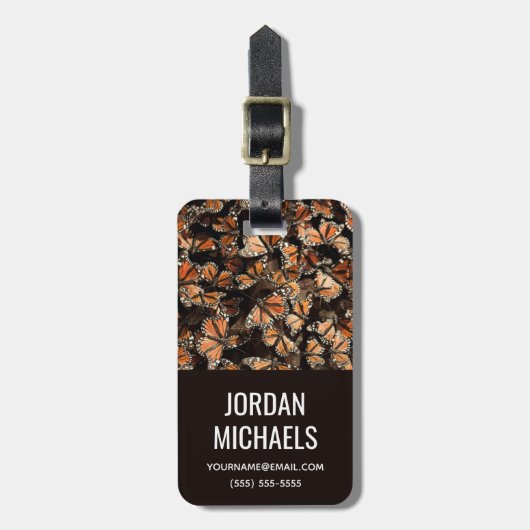 Étiquette À Bagage Papillons Monarque | Ajouter Votre Nom (Devant Vertical)