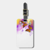 Étiquette À Bagage Papillons Monarque sur Arrière - plan pourpre (Devant Vertical)