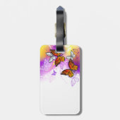 Étiquette À Bagage Papillons Monarque sur Arrière - plan pourpre (Dos Vertical)