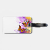 Étiquette À Bagage Papillons Monarque sur Arrière - plan pourpre (Dos horizontal)