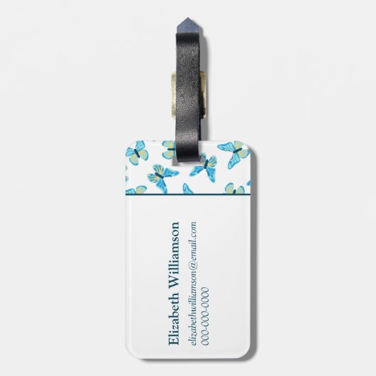 Étiquette À Bagage Papillons Motif Couleurs personnalisées Bagages gr (Dos Vertical)