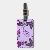 Étiquette À Bagage Papillons pourpres faits sur commande (Devant Vertical)