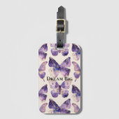Étiquette À Bagage Papillons Purple Gold (Devant Vertical)