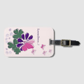 Étiquette À Bagage Papillons rose mignon vert violet Doodé de fleurs (Devant Horizontal)