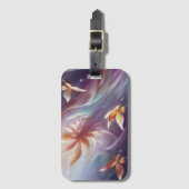 Étiquette À Bagage Papillons stylisés et fleurs (Devant Vertical)