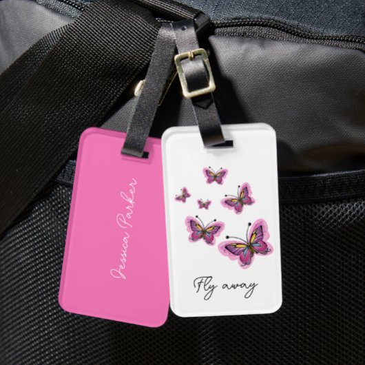 Étiquette À Bagage Papillons volants