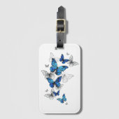 Étiquette À Bagage Papillons volants bleus Morpho (Devant Vertical)