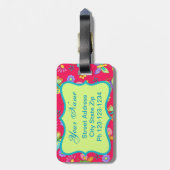 Étiquette À Bagage Papillons Whimsy moderne sur Monogramme rouge pers (Dos Vertical)