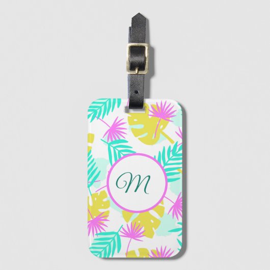 Étiquette À Bagage Paradis Pastel Monogrammé (Devant Vertical)