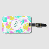 Étiquette À Bagage Paradis Pastel Monogrammé (Devant Horizontal)