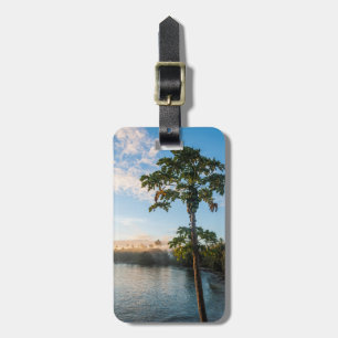 Étiquette À Bagage Paradis tropical au coucher du soleil, Fidji