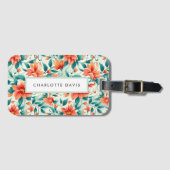 Étiquette À Bagage Paradis tropical Floral Print Black Script (Devant Horizontal)