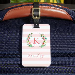 Étiquette À Bagage Paradise Floral et Stripes