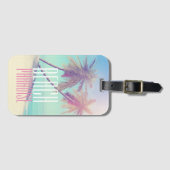 Étiquette À Bagage Paradise Retro Pastel Beach Palm Tree (Devant Horizontal)