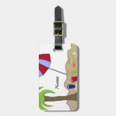 Étiquette À Bagage Parapluie de plage dans le sable (Devant Vertical)