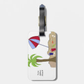 Étiquette À Bagage Parapluie de plage dans le sable (Dos Vertical)