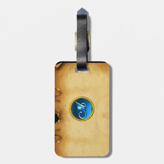Étiquette À Bagage PARCHEMENT GEM bleu (Dos Vertical)