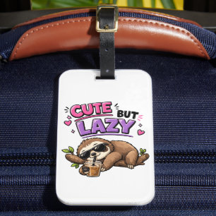 Étiquette À Bagage Paresseux mignon mais paresseux avec café glacé