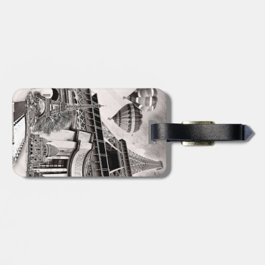 Étiquette À Bagage Paris Collage (Dos horizontal)