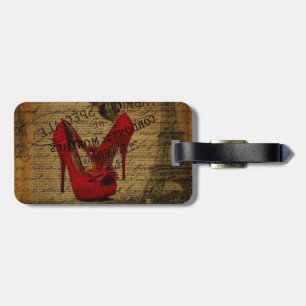 Étiquette À Bagage Paris eiffel tower fashionista red stilettos