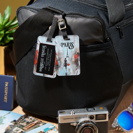 Étiquette À Bagage Paris, Femme liée en noir (Recto & Verso)