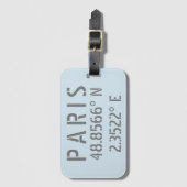 Étiquette À Bagage Paris Latitude Longitude (Devant Vertical)