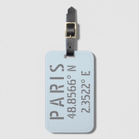 Étiquette À Bagage Paris Latitude Longitude (Devant Vertical)