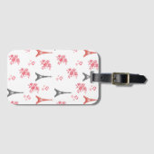 Étiquette À Bagage Paris Love Pattern – Eiffel Tower & Roses Seamless (Devant Horizontal)
