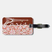 Étiquette À Bagage Paris ; Orange Damask (Dos horizontal)