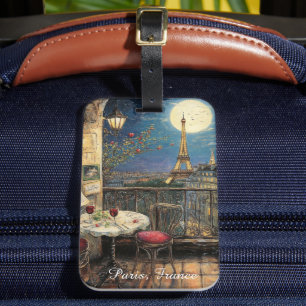 Étiquette À Bagage Paris romantique France Illustration de la Tour Ei