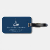 Étiquette À Bagage Paris Tour Eiffel Aquarelle Florale M. Mariage (Dos horizontal)