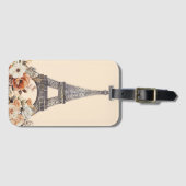 Étiquette À Bagage Paris Trip Eiffel Tower Beautiful Floral (Devant Horizontal)