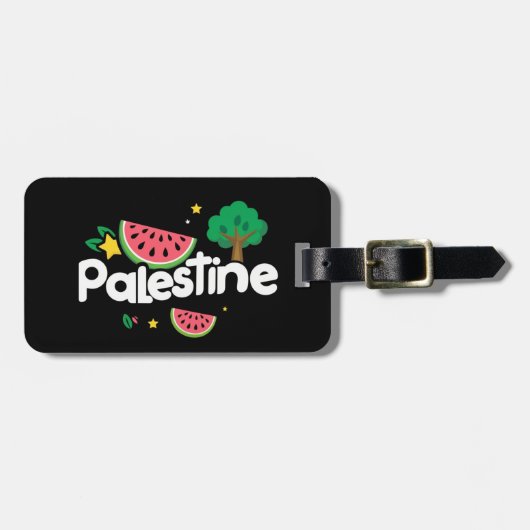 Étiquette À Bagage Parole palestinienne mignonne entourée de pastèque (Devant horizontal)