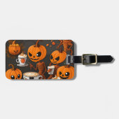 Étiquette À Bagage Parti Citrouille Alien Éffrayant cosmique (Devant horizontal)