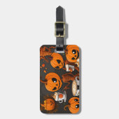 Étiquette À Bagage Parti Citrouille Alien Éffrayant cosmique (Devant Vertical)