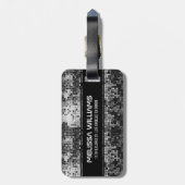 Étiquette À Bagage Parties scintillant à billes Disco Argent Monogram (Dos Vertical)