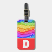 Étiquette À Bagage Parties scintillant à éclaboussure arc-en-ciel vib (Devant Vertical)
