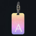 Étiquette À Bagage Parties scintillant à étincelle rose pourpre Nom d<br><div class="desc">Gold,  rose et violet Rainbow Pastel Ombre Sparkle Parties scintillant Nom du monogramme et numéro de bagage initial. Cette étiquette de sac est parfaite pour le retour à l'école,  le travail ou le voyage.</div>