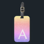 Étiquette À Bagage Parties scintillant à étincelle rose pourpre Nom d<br><div class="desc">Gold,  rose et violet Rainbow Pastel Ombre Sparkle Parties scintillant Nom du monogramme et numéro de bagage initial. Cette étiquette de sac est parfaite pour le retour à l'école,  le travail ou le voyage.</div>