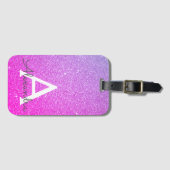 Étiquette À Bagage Parties scintillant à étincelle rose pourpre Nom d (Devant Horizontal)