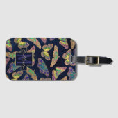 Étiquette À Bagage Parties scintillant à papillons d'or Marine Aquare (Devant Horizontal)