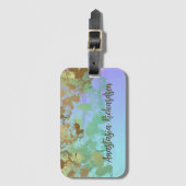 Étiquette À Bagage Parties scintillant Abstraite artistique en or ver (Devant Vertical)