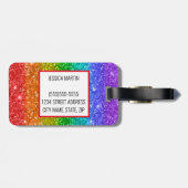 Étiquette À Bagage Parties scintillant arc-en-ciel (Dos horizontal)